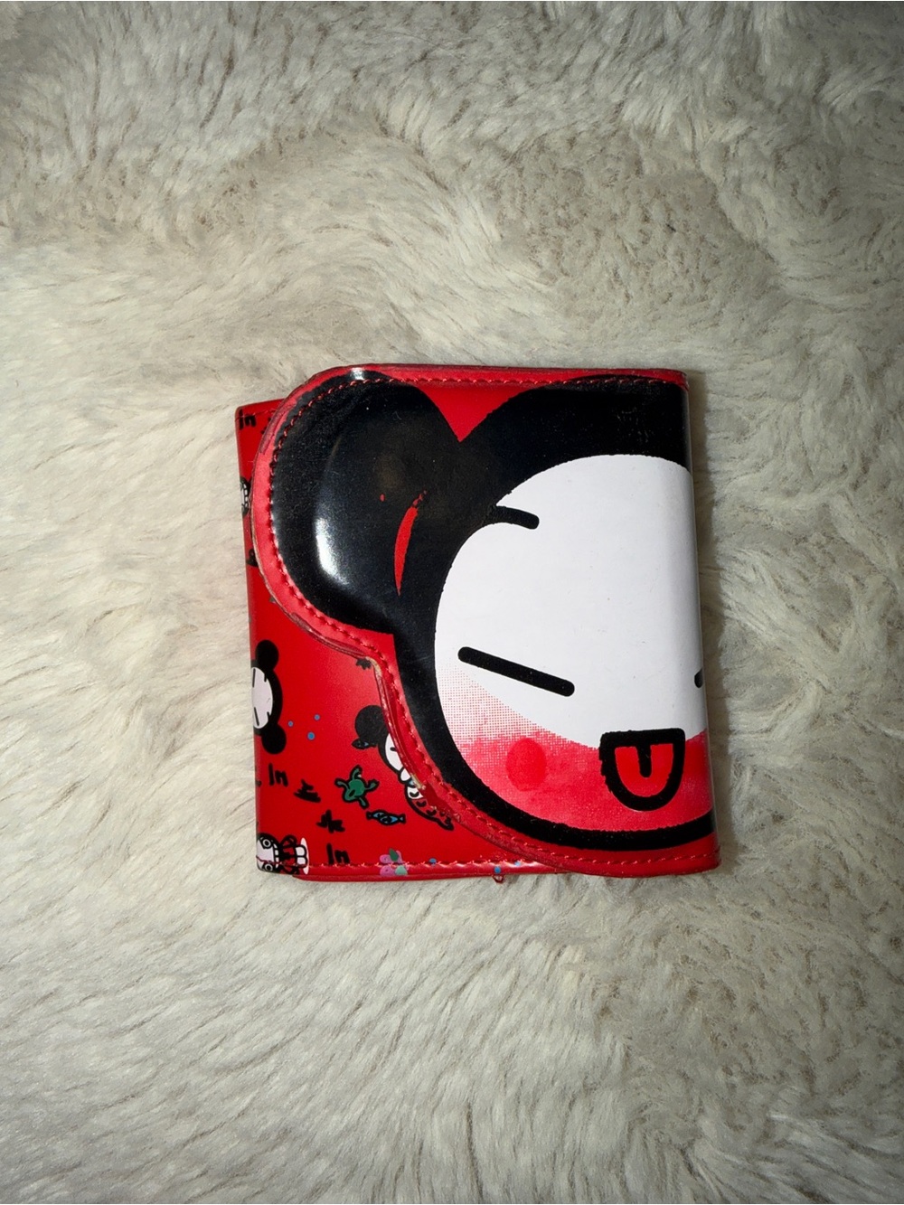 Pucca Red Wallet + 2 Matching Coin Purses Set Y2K Kawaii Rare